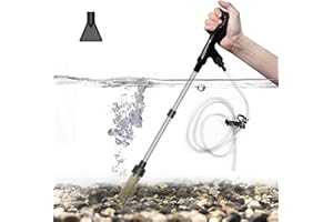 AQUASMITH Fish Tank Siphon, Fish Tank Water Changer, Aquarium Vacuum Gravel Cleaner, Manual 80GPH, Water Changer Adjustable Length, Suitable for Small and Medium-Sized Fish Tanks.