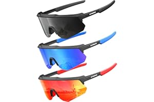 QALLY Polarized Sport Sunglasses Men Women Bike Sunglasses for Men Cycling UV Protection Baseball Running 3 Packs