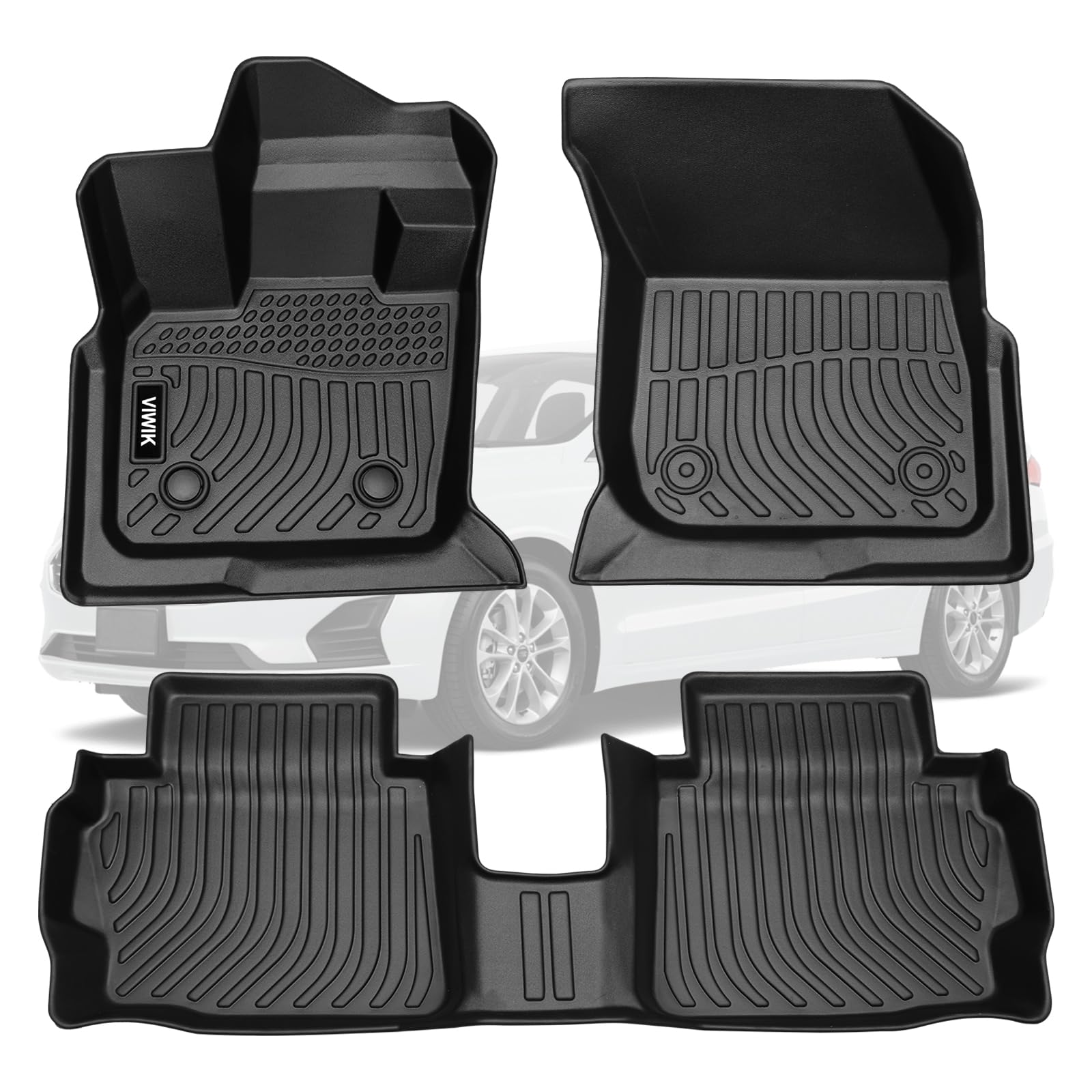 VIWIK Floor Mats Compatible for 2017-2020 Fusion/2017-2020 MKZ, Car Mats All Weather Protection Custom Full Set Floor Liners Include 1st and 2nd Row Front & Rear, Automotive Floor Mats TPE Blac Image