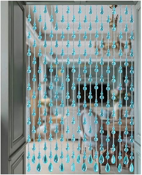 Amazon Liqicai 結晶ビーズカーテン手作り間仕切り ドア用 窓 戸口 バルコニー パーティションカーテン 4サイズ マルチサイズ Color Blue Size 100x1cm カーテン オンライン通販