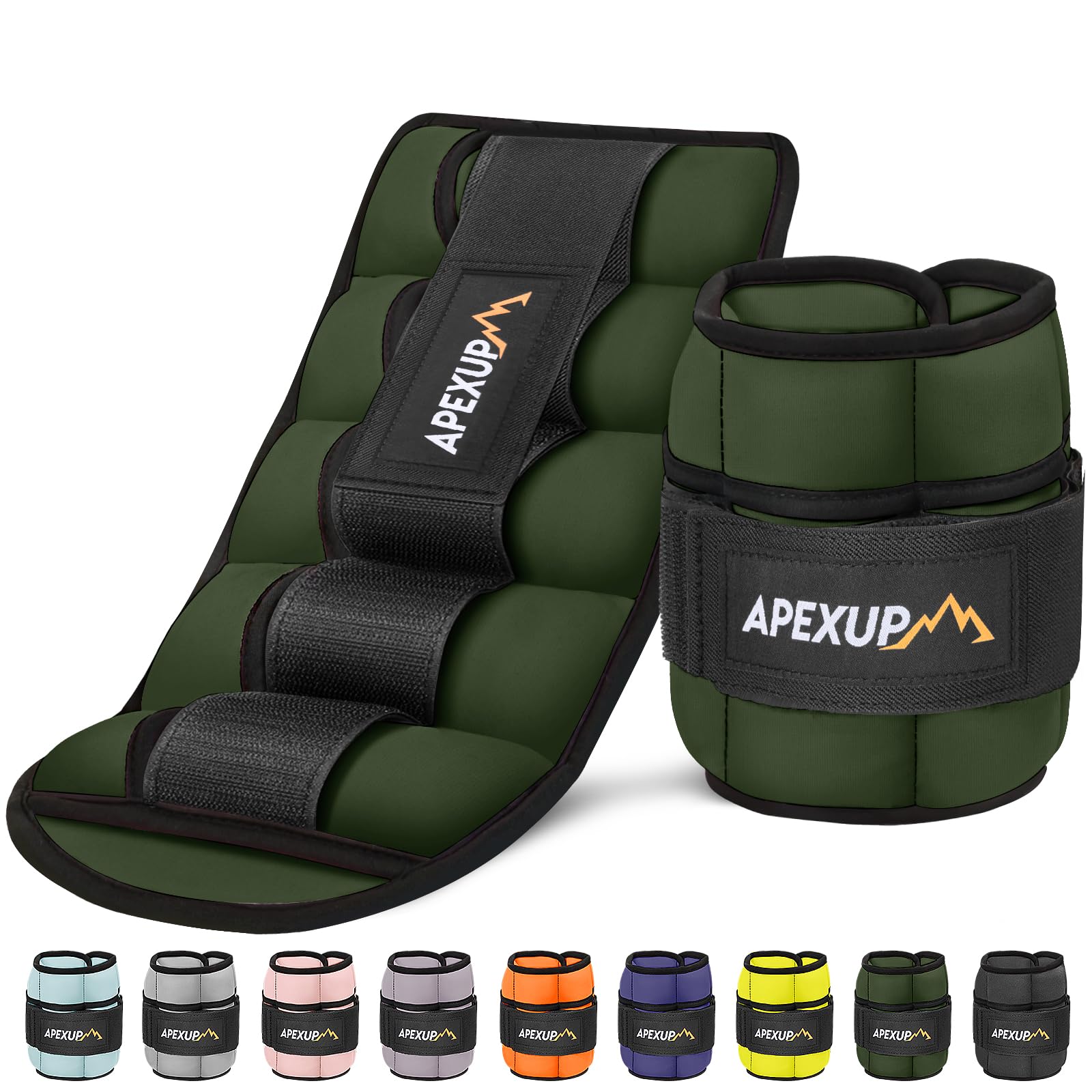 Photo 1 of APEXUP 10lbs/Pair Adjustable Ankle Weights for Women and Men, Modularized Leg Weight Straps for Yoga, Walking, Running, Aerobics, Gym (Green)
