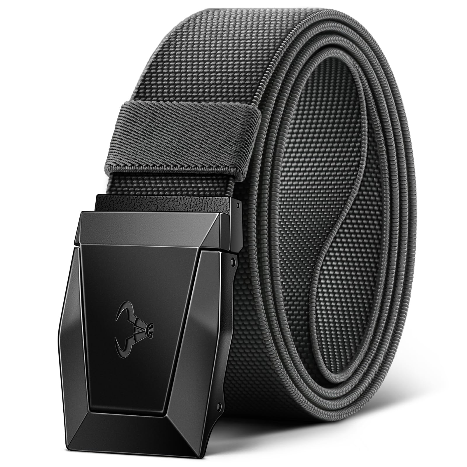 BULLIANT Tactical Belt for Men, Military Hiking Rigger Heavy Duty Nylon Web Work Belt 1.5" with Quick Release Metal Buckle,Dark Gray2761,38"-42" Waist Adjustable
