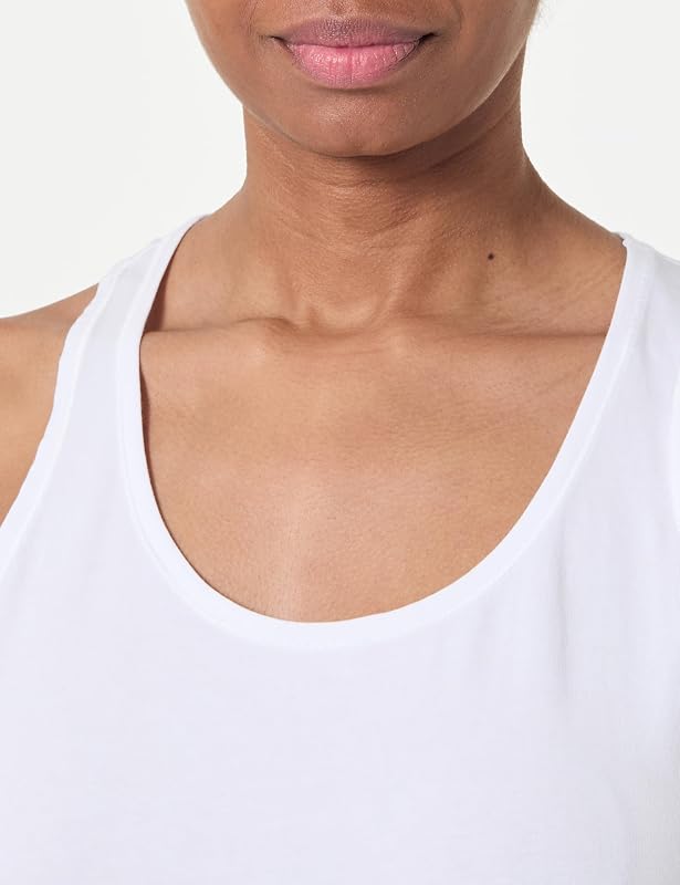 Damen 2er Pack Tank Tops mit Stretch, Mehrfarbig (White/Light Grey Hthr), XS — Foto 3 von 5