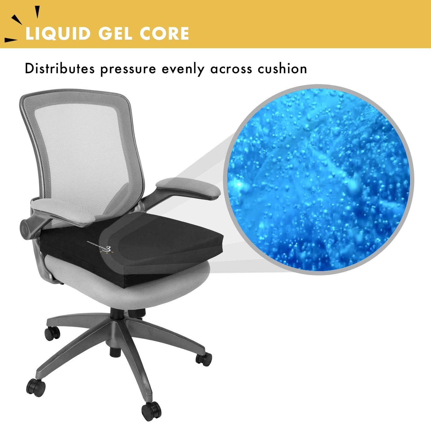 Lifestyle Orthopedic Gel Seat Cushion for Wheelchair, Waterproof Liquid Gel Cushion for Tailbone Pain Relief, Seat Pad for Car, Office Chair, Computer, Coccyx Cushion for Sciatica and Pressure Sores: Home & Kitchen