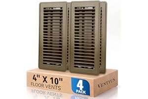 4" x 10" Floor Register Vent Covers 4-Pack, Walkable Powder-Coated Metal Vent Covers with Adjustable Airflow, Curved Safe Edg
