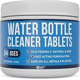 Essential Values Water Bottle Cleaner - Water Bottle Cleaning Tablets &amp; Reservoir Bladder Cleaner Tabs (24 Tablets) - Tumbler Dispenser Hydration Pack Washer - Manufactured in USA