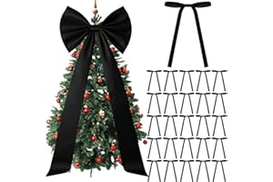 Daifunli Extra Large Christmas Tree Topper Bow with 24 Xmas Velvet Bow Ornaments 71 x 20 Inch Giant Oversized Rustic Natural 