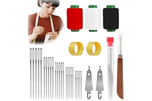 GENERIC 34PCS Big Eye Steel Sewing Needles Kit, 2026 New Stainless Steel Sewing Needle for Hand Sewing,Big Eye Steel Needles Set - Long & Thin Handmade Quilting & Sewing Needles Kit for DIY Sewing