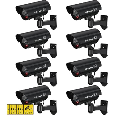 Fake Security Camera – Silver Tube Style, Metal-Like Finish, Battery Operated, Dummy Camera