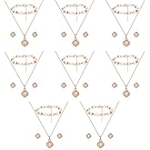 OTTFF Bridesmaid Jewelry Set Gift For Wedding 1-4-6-8 Sets 18k Gold/Rose Gold/Silver Plated Love Knot Pave Rhinestone With Pearl Necklace Earrings Bracelet Set for Women