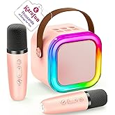 Mini Karaoke Machine for Kids, 2026 TOP Toys Birthday Gifts Ideas for Girls Ages 4, 5, 6, 7, 8, 9, 10, 12+ Years Old, Portable MP3 Player with 2 Wireless Mics for Family Home Party