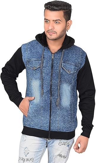 denim jacket and black hoodie