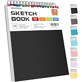 Soucolor Sketch Book 9" x 12", 100 Sheets Kids Art Sketchbook Drawing Pad | 68lb Acid-Free, Fine-Texture Paper, Top Spiral for Lay-Flat, Gift for Teens Girls Boys Beginners Adults, School Art Supplies