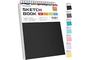 Soucolor Sketch Book 9x12,100 Sheets, Kids Art Sketchbook for Drawing Pad | Gift for Young Artists,68lb Acid-Free,Fine-Texture Matte,Top Spiral Lay-Flat,Dry Media, Sketch Book for Adults