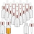 Didaey 100 Pcs Mini Glass Oil Dropper Bottle Bulk, 10 ml Rose Gold Clear Essential Small Empty Bottles Sample Containers Perfume Liquid Vials with Cap for Traveling