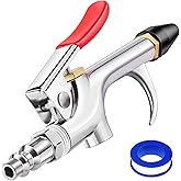 FEAOXYO 4PCS Air Blow Gun Kit, 2-Way, 1/4 IN Quick Fitting with Rubber Tip | Delivers Stable High-Pressure Airflow for Dust Cleaning, Water Removal and Inflation in Garages, Workshops and Home Projects