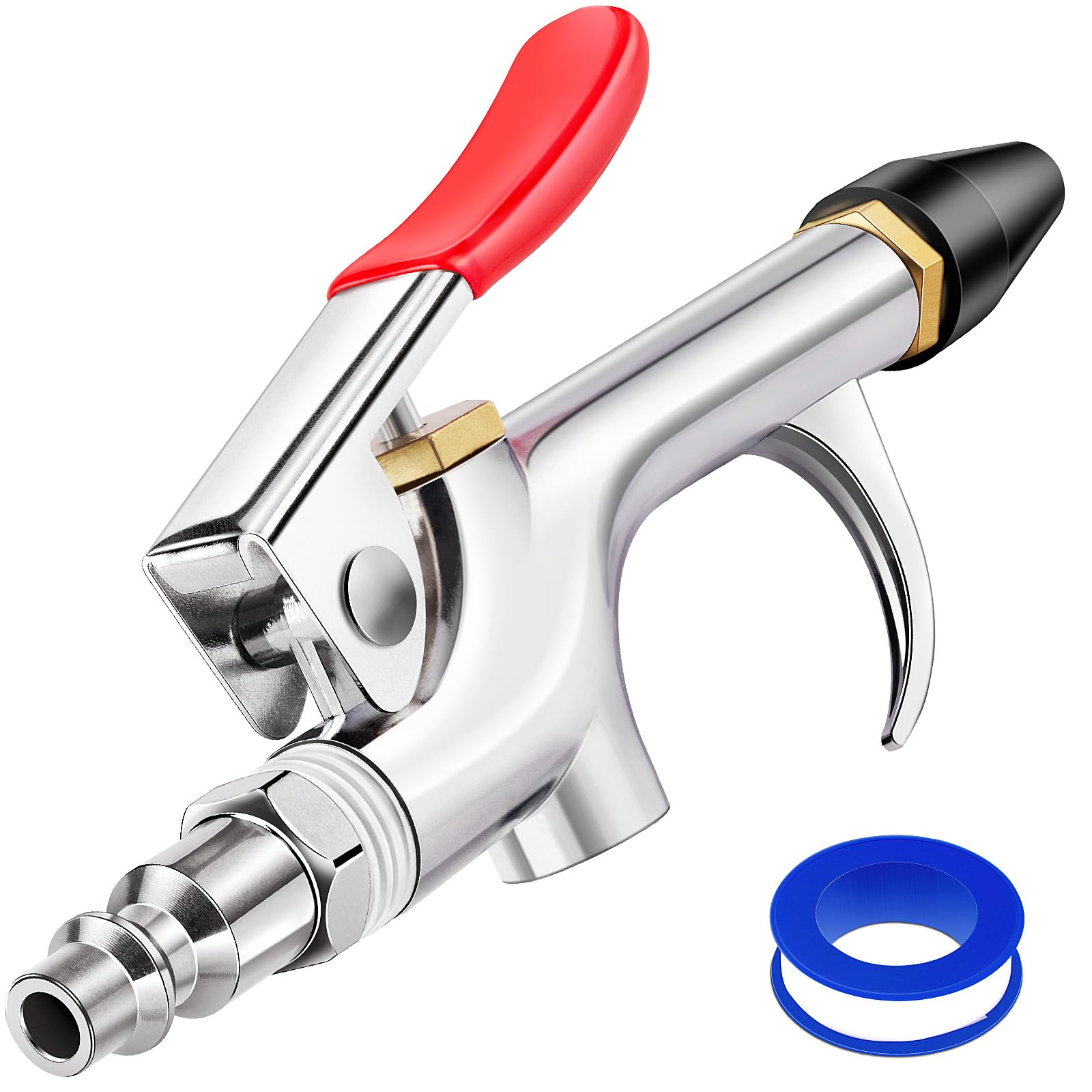 Photo 1 of 4Pcs Air Blow Gun Kit, 2-Way Connection Air Nozzle Blow Gun with 1/4 IN Standard Quick Fitting & Rubber Tip, Air Compressor Gun with Stable High-Pressure Airflow for Dust Cleaning and Inflation