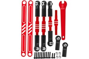 RCYouHott RC Turnbuckles Camber Links Upgrades Part for ECX 1/10 2WD Brutus,Circuit,Ruckus,Axe,AMP MT,AMP DB,AMP Crush,K&N Torment,Aluminum Turnbuckles Camber Links Hops Up,Red