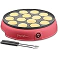 Baker's Friend Mini Pancakes Maker Machine, Dutch Mini Pancake Griddle, 14 Holes Electric Poffertjes Pan, Ideal for Breakfast, Snacks, Desserts & More, Red