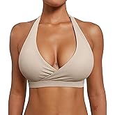 YEOREO LuxFlow Cross Over Workout Halter Sports Bra for Women Backless Gym Bra Padded
