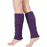 Junely Leg Warmers for Women 80s Cable Knit Leg Warmer for Ballet Dance Figure Skating Yoga Party Junior Neon Long Socks
