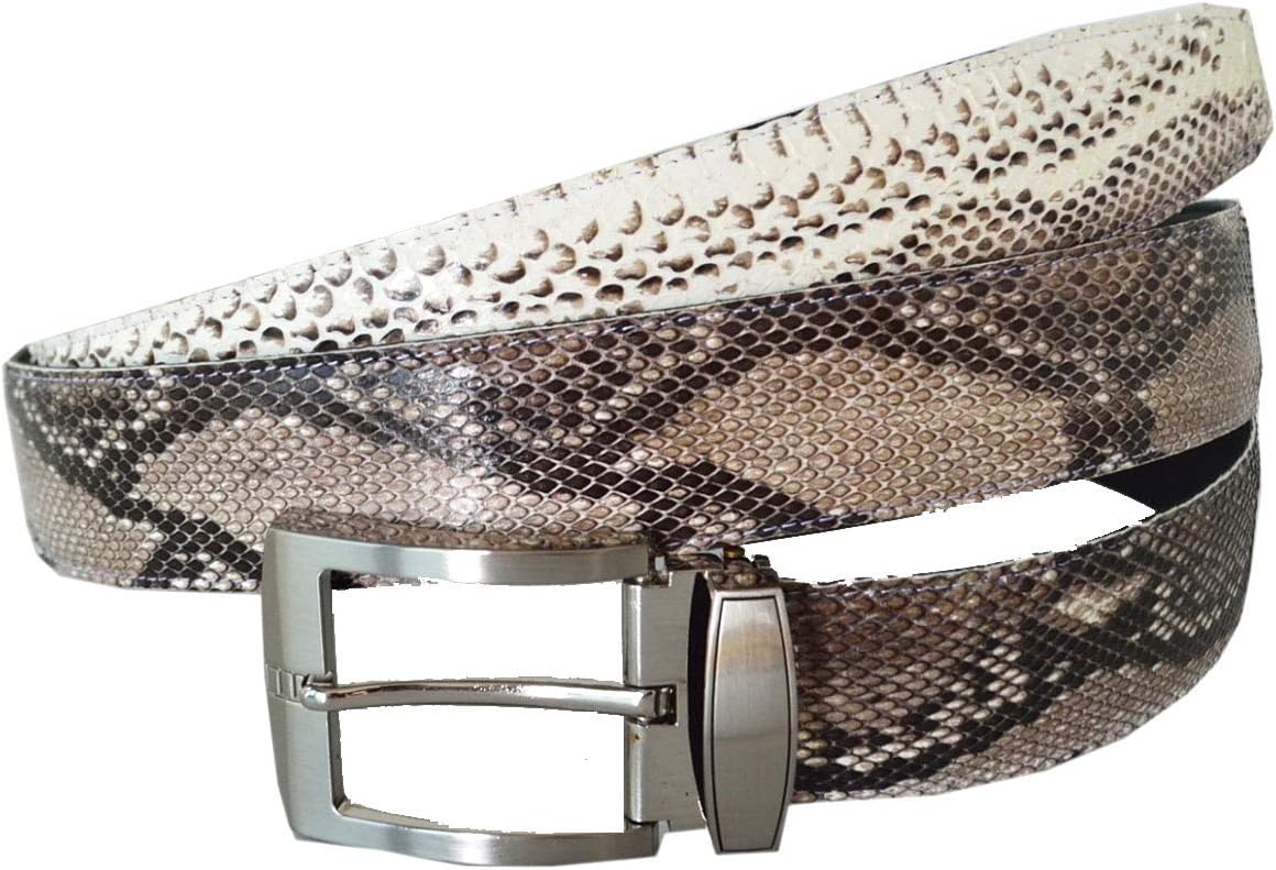 Authentic Snake Skin Men's Genuine Python Leather Natural White Pin Belt