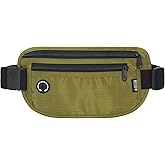 Slim RFID Blocking Money Belt for Travel - Anti-Theft Hidden Passport Holder Waist Wallet with Secure Pouch for Cash, Credit Cards & Phone Safe (Olive-green)