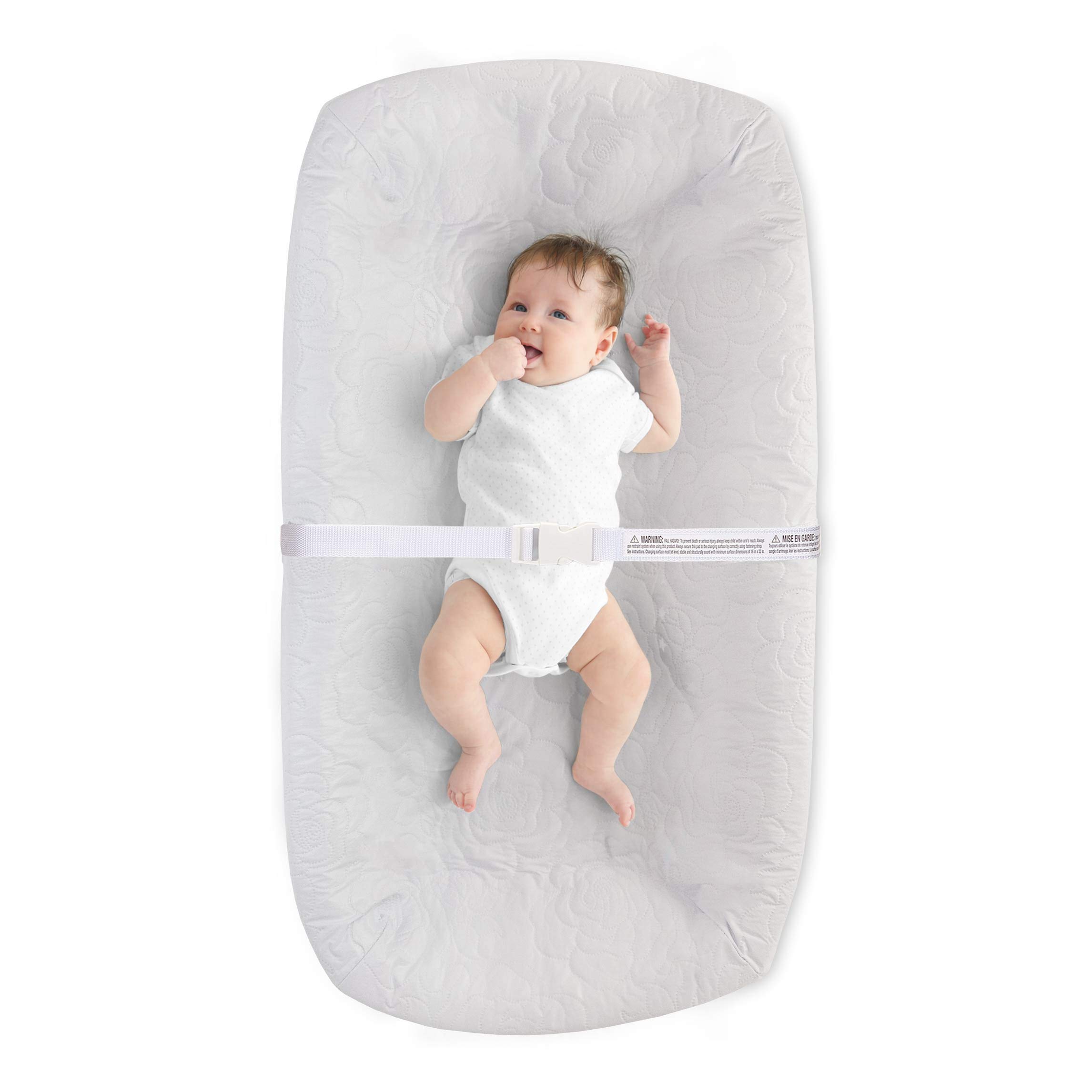 LA Baby 4 Sided Waterproof Diaper Changing Pad, 30" with Easy to Clean Quilted Cover - Made in USA. Non-Skid Bottom, Safety Strap, Fits All Standard Changing Tables/Dresser Tops