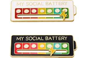 Social Battery Pin, 2 Pcs Creative Lapel for Backpacks Jackets Hats, Funny Enamel Slider Mood 7 Days A Week