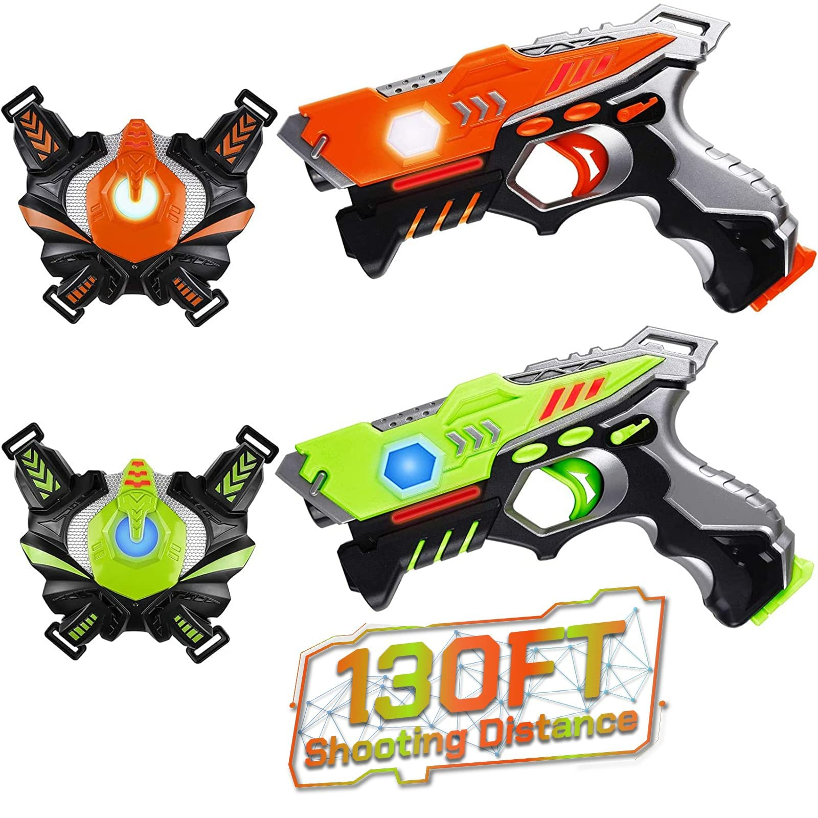 JOYENDER Laser Tag Games for Kids Laser Tag 2 Player Pack with Vests Lazer Tag Game Gift for Boys Toy Aged 4 5 6 7 8 9 10 11 12+ Laser Tag Gun for Kids, Lazer Tag Set of 2 Family Indoor Outdoor Game