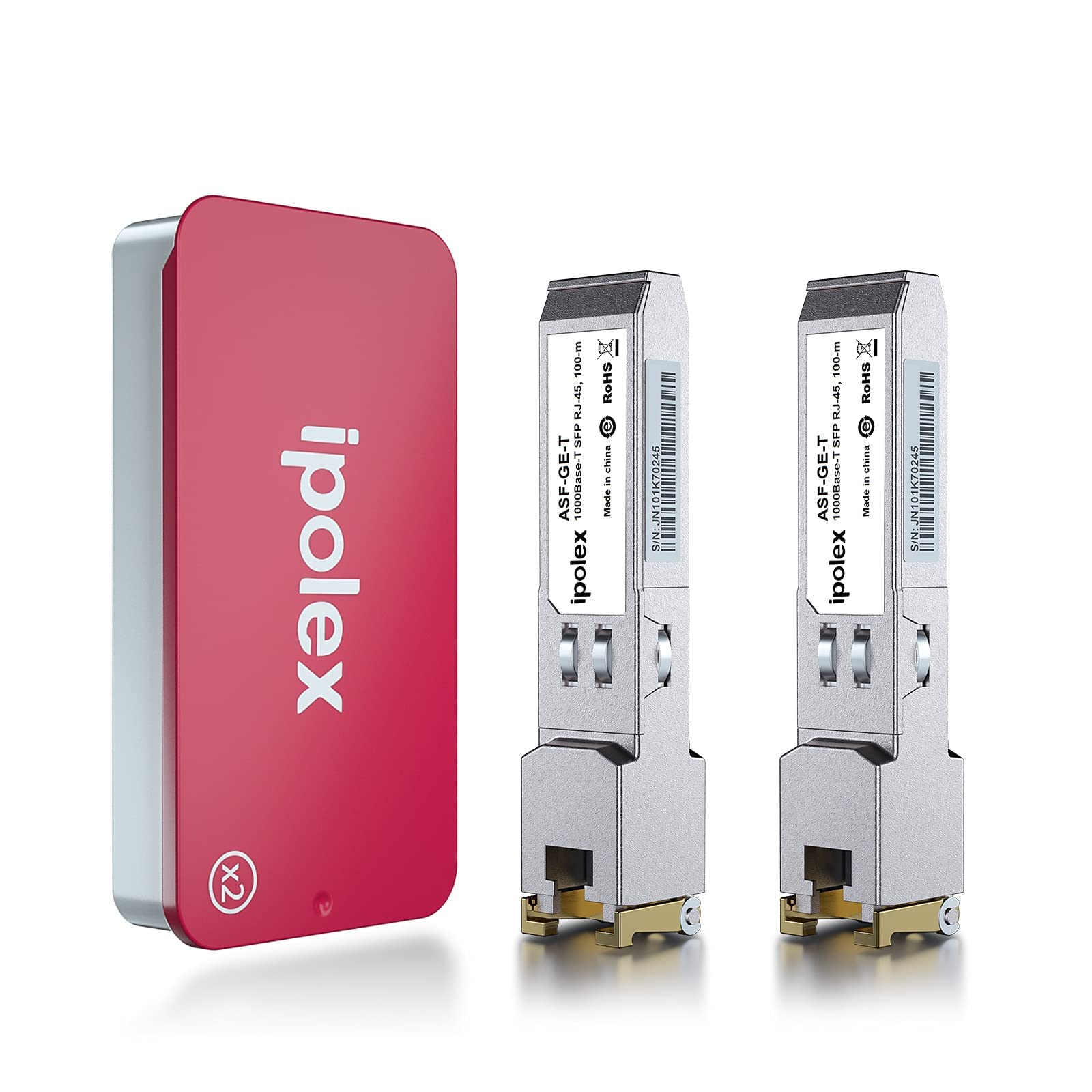 ipolex 2 PCS 1G SFP to RJ45 Copper Transceiver, 1000Base-T Mini GBIC RJ-45 SFP Module Compatible with Cisco GLC-T/SFP-GE-T, Meraki MA-SFP-1GB-TX, Ubiquiti UF-RJ45-1g, Mikrotik etc.(CAT.5e, 100-m)