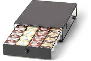 NIFTY SOLUTIONS Nifty Coffee Pod Mini Drawer – Black Finish, Compatible with K-Cups, 24 Pod Pack Holder, Non-Rolling, Under Coffee Pot Storage, Sliding Drawer, Home Kitchen Counter Organizer