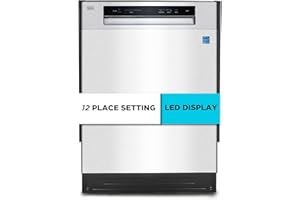 BLACK+DECKER 24" Built-In Dishwasher, 12-Place Setting Capacity with Stainless Steel Tub, Dish Washer with 5 Wash Programs and Smart Wash Cycle, ENERGY STAR Certified, BDW100MS, Stainless Steel