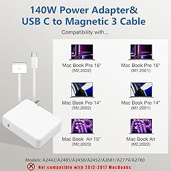 140W USB C to Magnetic 3 Cable, Charger for Mac
