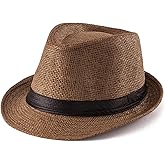 LADYBRO XL Straw Fedora Hats for Men Summer Trilby Beach Travel Panama Casual, 7 1/2