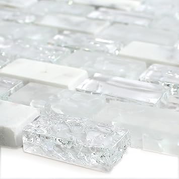Glas Naturstein Mosaik Fliesen Gebrochen Weiss Effekt Baumarkt Fliesen