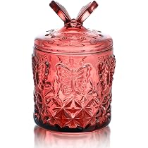 Amazon.com: H&D HYALINE & DORA Wine Red Glass Candy Cookie Jars ...