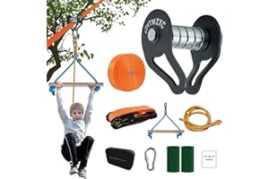 Zipline Kits for Backyards, 65FT 55FT 45FT Zip Lines Slackline Slider Pulley, SZHTMZXC Kids Monkey Bars Toys Gifts, Adults Ninja Warrior Obstacle Course Accessory Outdoor (65FT)