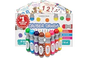 CAMERON FRANK PRODUCTS Dauber Dawgs Washable Dot Markers for Toddlers - Bingo Markers for Dot Art w/ PDF Activity Books, Dot Paints Washable for Kids, Bingo Dabbers Dotters & Dobbers, Holiday Gifts Daubers, Dot Painting