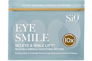 SiO Beauty Eye & Smile Lift - Wrinkle-Smoothing, Medical-Grade Silicone Patches for Crows Feet and Smile Lines - Reusable Up to 10x - Cruelty-Free & Eco-Friendly Beauty Patches - 2 Sets (4 Patches)