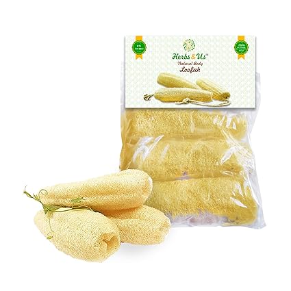 Herbs & Us Luffa Body Scrubber | Loofah for Bathing | Natural Ridge Gourd Fiber Loofah for Men & Women | 100% Natural Eco-friendly Bath Spa and Shower (Bath Sponge and Body Scrubber) | 7.5 inches | Pack of 3 | Exfoliate, Cleanse, Soothe Skin | Say
