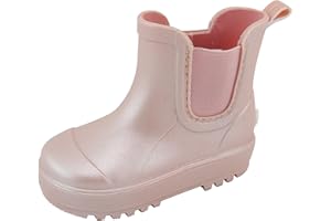 BEARPAW Toddler and Kids' Chelsea Rain Boots, Waterproof Rubber Rainboot, Girls/Boys Light Water Shoes for Muddy Park/Hiking