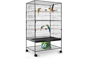 NCHANMAR Bird Cage Large Bird Cage 53 Inch Wrought Iron Birdcages Flight King Bird Cage for Parakeets Cockatiels Parrot Green Cheek Conures Pigeons Lovebird with Rolling Stand,Removable Tray