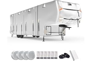 FRUNO Oxford Fabric 5th Wheel RV Cover Fits 33'-37' Waterproof Rip-Resistant Anti-UV Fifth Wheel Toy Hauler Camper Cover for 