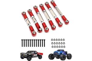 UURCSKY Aluminum Tie Rod/turnbuckles Link Set for 1/10 Arrma Senton MEGA550 Granite MEGA550 VORTEKS Typhon Big Rock RC Car Upgrade Parts 6 Pcs/Set（Red）