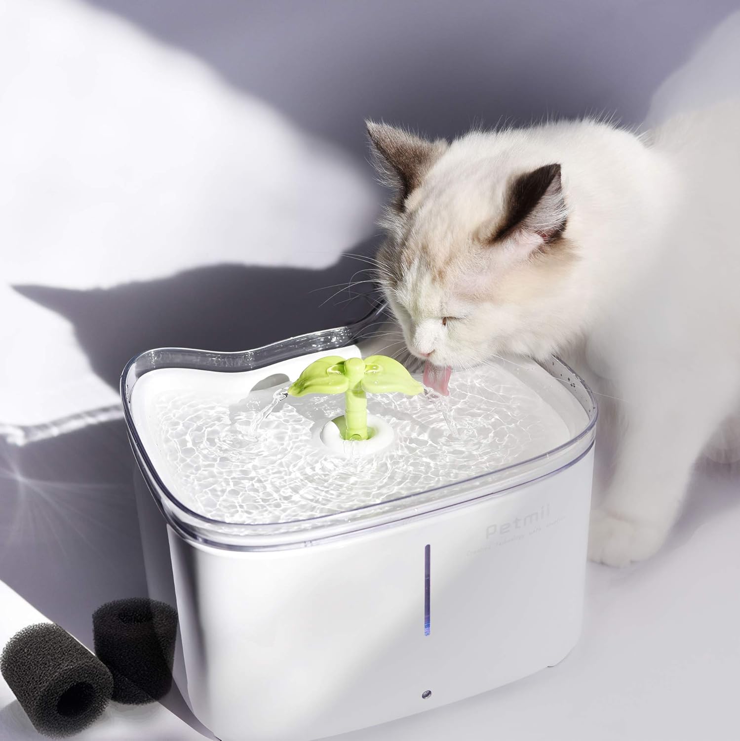 Petmii Pet Fountain, 88oz/2.6L Automatic Cat Water Fountain Dog Water Dispenser with 2 Replacement Filters for Cats, Dogs, Birds and Small Animals