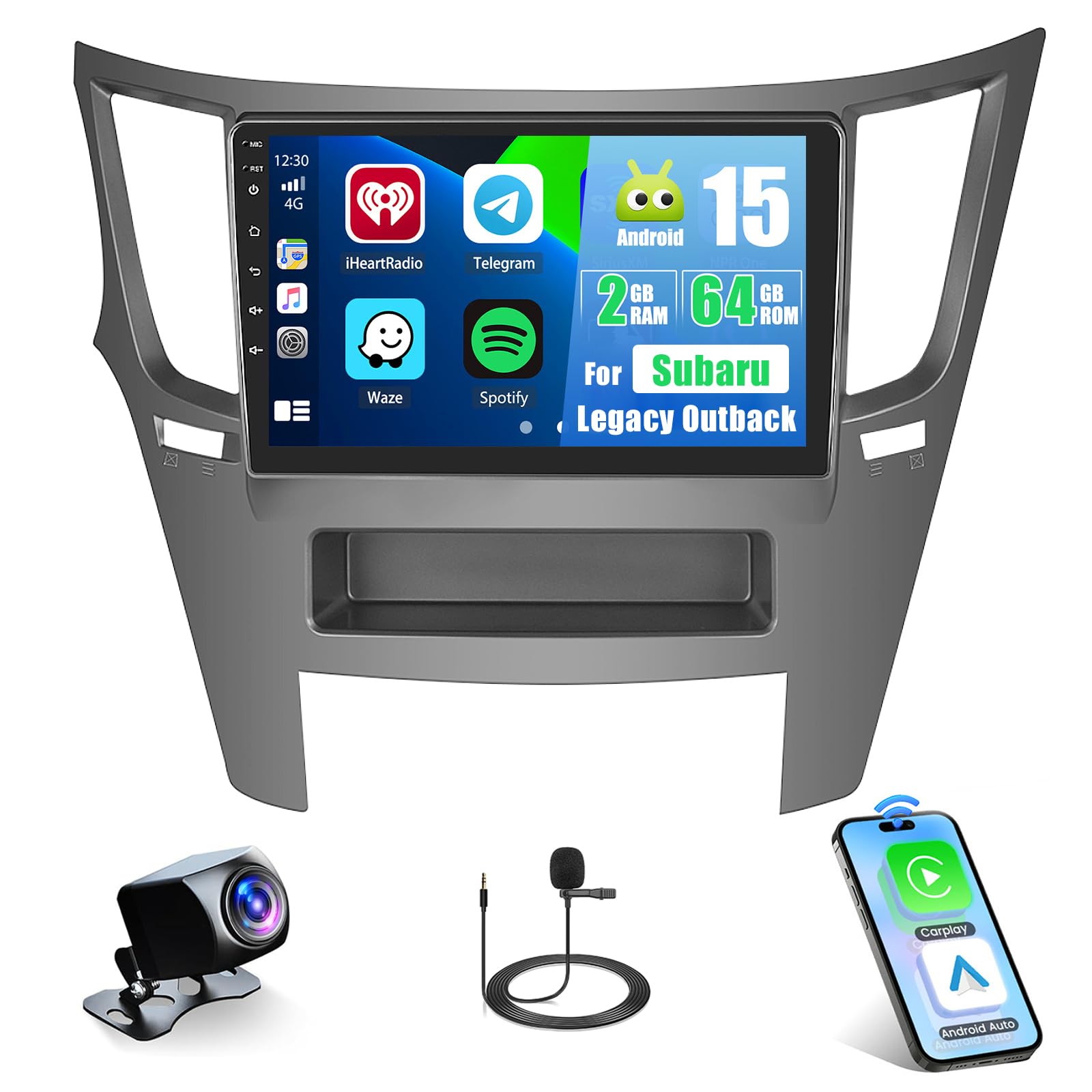 Photo 1 of [2G+64G] Android 15 Stereo for Subaru Legacy Outback 2010-2014 with Wireless Car Play Android Auto Mirror Link, 9 Inch Touchscreen Radio Aftermarket with WiFi GPS FM RDS SWC