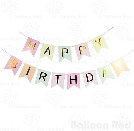 Colorful Happy Birthday Banner Bunting Happy Birthday Banner Pastel Happy Birthday Garland Birthday Party Decoration Birthday Backdrop Banners Signs Paper Party Supplies Kromasol Com