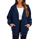 Oyamiki Zip Up Hoodie Women Oversized Sweatshirt Trendy Casual Tops Fashion Fall Outfits Jackets with Pockets
