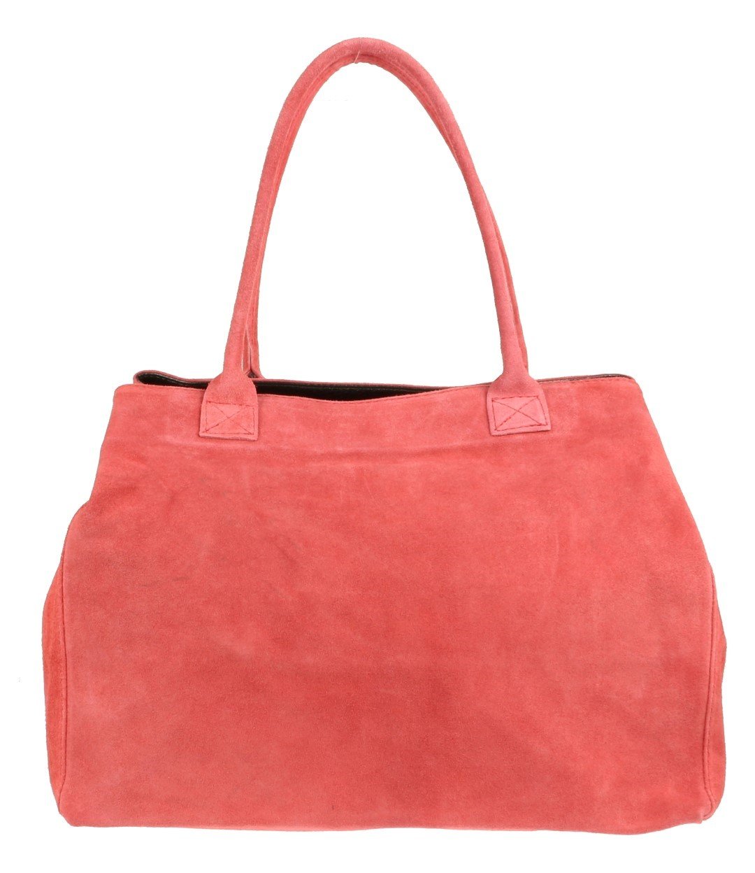 Girly Handbags Womens Expandable Italian Suede Leather Shoulder Bag (Coral)